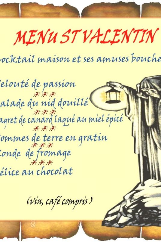 Menu Saint-Valentin Guidon et Fourchette Menu Saint-Valentin Guidon et Fourchette
