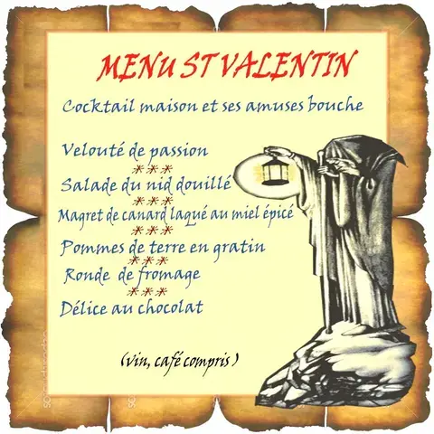 Menu Saint-Valentin Guidon et Fourchette Menu Saint-Valentin Guidon et Fourchette